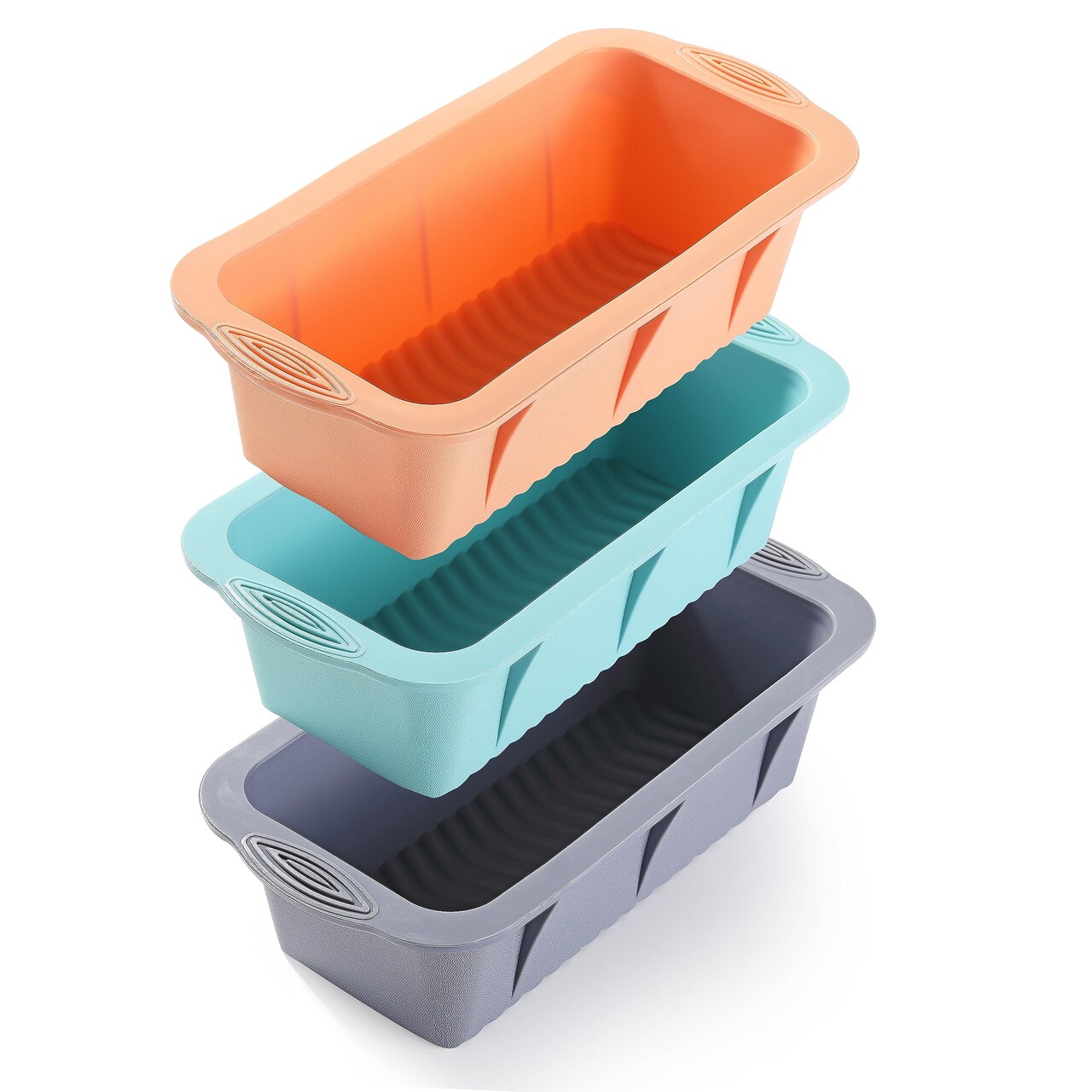 3 Pieces Silicone Bread Loaf Pan, Non-Stick Bread Pans for Baking, Easy Release Loaf Pan, Great for Homemade Bread, Cakes, Brownies, Dishwasher Safe (3 Colors, Nesting Design)